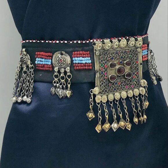Handmade Kuchi Belly Dance Belt: Vintage Coins & Glass Beads main image 9